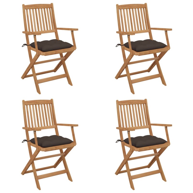 vidaXL Sillas de jardín plegables 4 uds y cojines madera maciza acacia vidaXL Sillas de jardín plegables 4 uds y cojines madera maciza acacia