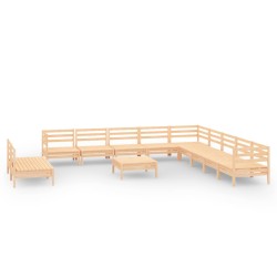 vidaXL Juego de muebles de jardín 12 piezas madera maciza de pino