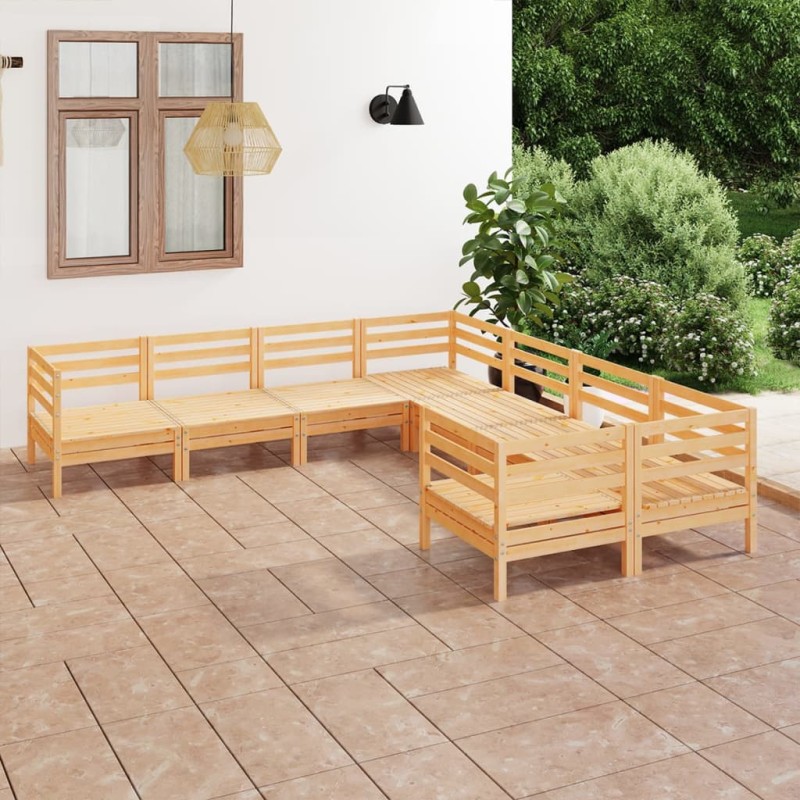 vidaXL Juego de muebles de jardín 8 piezas madera maciza de pino vidaXL Juego de muebles de jardín 8 piezas madera maciza de pino
