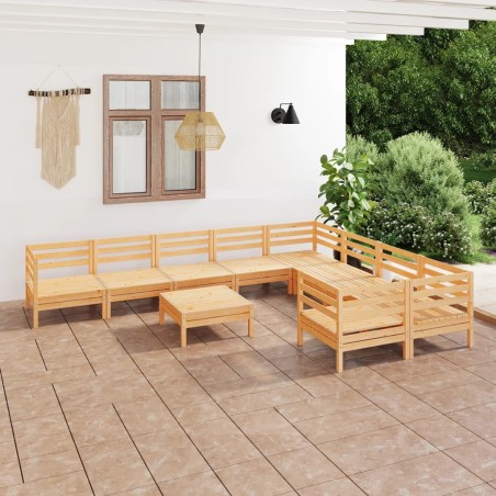 vidaXL Juego de muebles de jardín 10 piezas madera maciza de pino