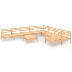 vidaXL Juego de muebles de jardín 10 piezas madera maciza de pino