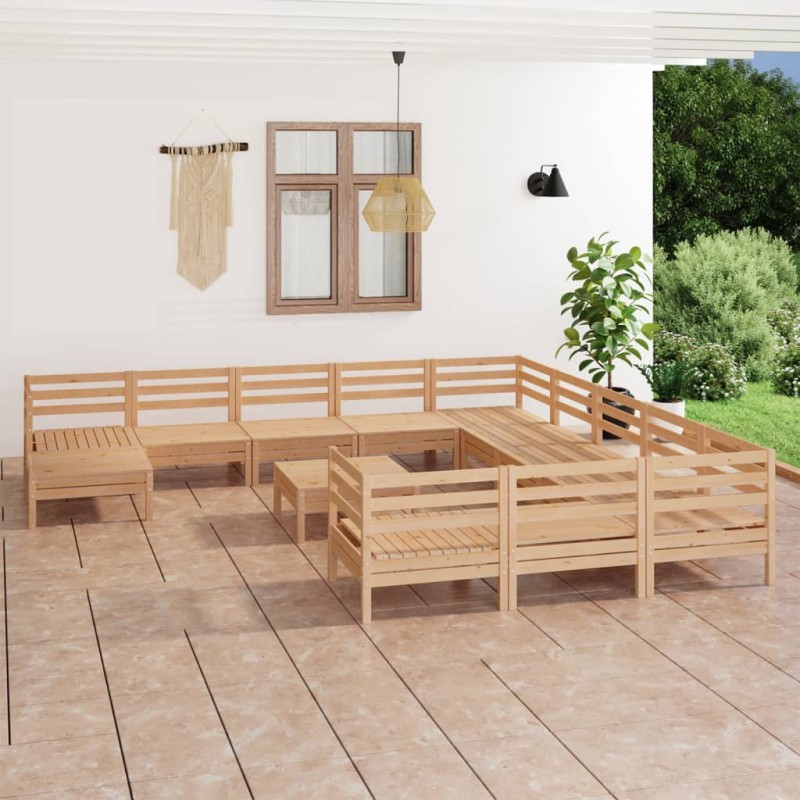 vidaXL Juego de muebles de jardín 13 piezas madera maciza de pino vidaXL Juego de muebles de jardín 13 piezas madera maciza de pino