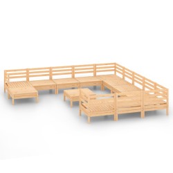 vidaXL Juego de muebles de jardín 13 piezas madera maciza de pino