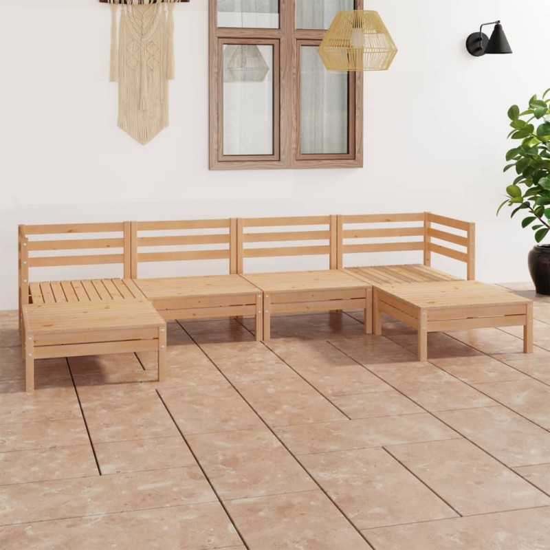 vidaXL Juego de muebles de jardín 6 piezas madera maciza de pino vidaXL Juego de muebles de jardín 6 piezas madera maciza de pino