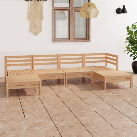 vidaXL Juego de muebles de jardín 6 piezas madera maciza de pino