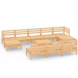 vidaXL Juego de muebles de jardín 11 piezas madera maciza de pino