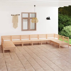 vidaXL Juego muebles de jardín 10 piezas madera maciza pino