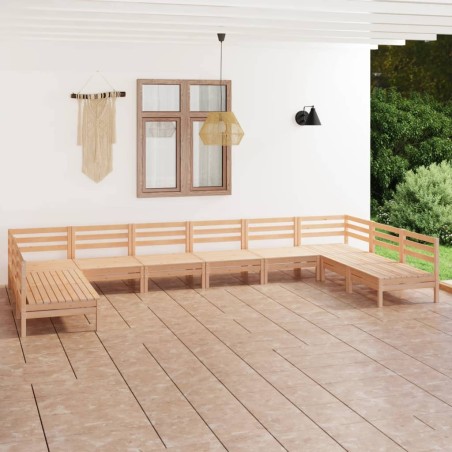 vidaXL Juego muebles de jardín 10 piezas madera maciza pino