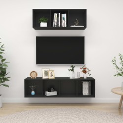vidaXL Juego de muebles de salón 2 piezas madera de ingeniería negro