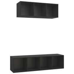 vidaXL Juego de muebles de salón 2 piezas madera de ingeniería negro