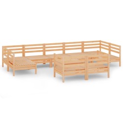 vidaXL Juego muebles de jardín 10 piezas madera maciza pino