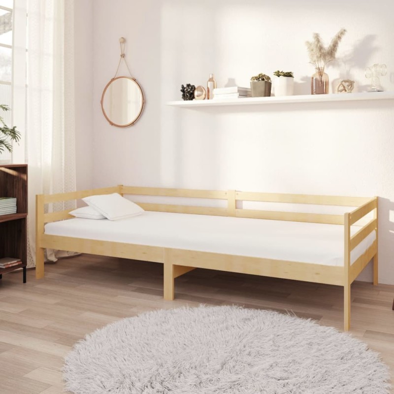 vidaXL Sofá cama con colchón madera de pino maciza 90x200 cm vidaXL Sofá cama con colchón madera de pino maciza 90x200 cm