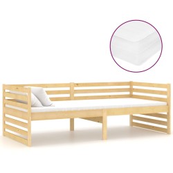 vidaXL Sofá cama con colchón madera de pino maciza 90x200 cm