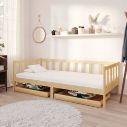 vidaXL Sofá cama con cajones madera de pino maciza 90x200 cm