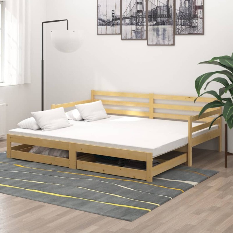 vidaXL Sofá cama extraíble madera maciza de pino 2x(90x200) cm vidaXL Sofá cama extraíble madera maciza de pino 2x(90x200) cm