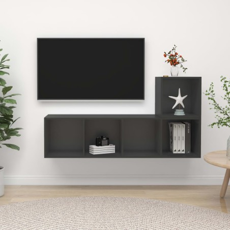 vidaXL Juego de muebles de salón 2 piezas madera de ingeniería gris