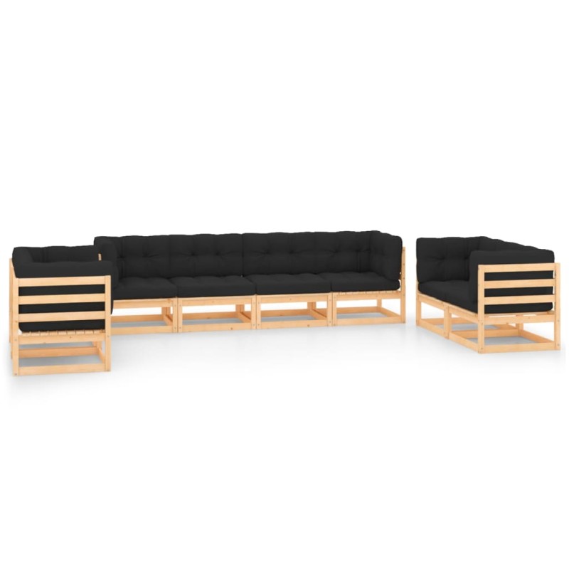 vidaXL Muebles de jardín 8 pzas y cojines madera maciza pino vidaXL Muebles de jardín 8 pzas y cojines madera maciza pino