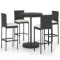 vidaXL Set de bar para jardín 5 pzas y cojines ratán sintético negro vidaXL Set de bar para jardín 5 pzas y cojines ratán sintético negro