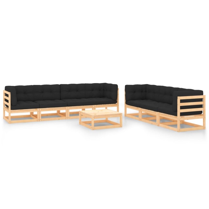 vidaXL Muebles de jardín 8 pzas y cojines madera maciza pino vidaXL Muebles de jardín 8 pzas y cojines madera maciza pino