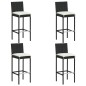 vidaXL Set de bar para jardín 5 pzas y cojines ratán sintético negro vidaXL Set de bar para jardín 5 pzas y cojines ratán sintético negro