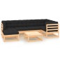 vidaXL Juego de muebles de jardín 7 pzas y cojines madera maciza pino vidaXL Juego de muebles de jardín 7 pzas y cojines madera maciza pino