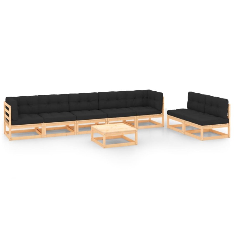 vidaXL Muebles de jardín 8 pzas y cojines madera maciza pino vidaXL Muebles de jardín 8 pzas y cojines madera maciza pino