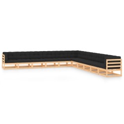 vidaXL Muebles de jardín 11 pzas cojines antracita madera maciza pino
