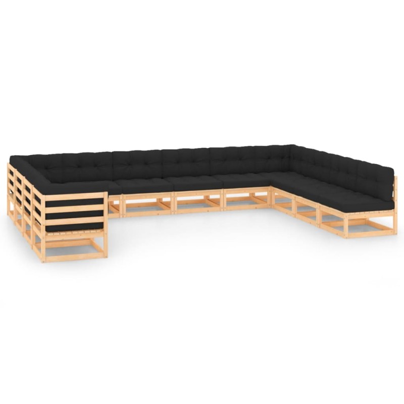 vidaXL Muebles de jardín 12 pzas con cojines antracita madera maciza vidaXL Muebles de jardín 12 pzas con cojines antracita madera maciza