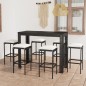 vidaXL Set de bar para jardín 7 piezas y cojines ratán sintético negro
