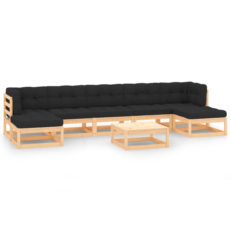 vidaXL Muebles de jardín 8 pzas y cojines antracita madera maciza pino vidaXL Muebles de jardín 8 pzas y cojines antracita madera maciza pino