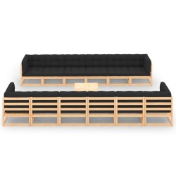 vidaXL Muebles de jardín 13 pzas con cojines antracita madera maciza