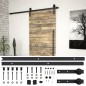 vidaXL Kit de herrajes para puertas correderas SKIEN acero negro 183cm vidaXL Kit de herrajes para puertas correderas SKIEN acero negro 183cm
