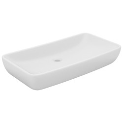 vidaXL Lavabo de lujo de cerámica rectangular blanco mate 71x38 cm