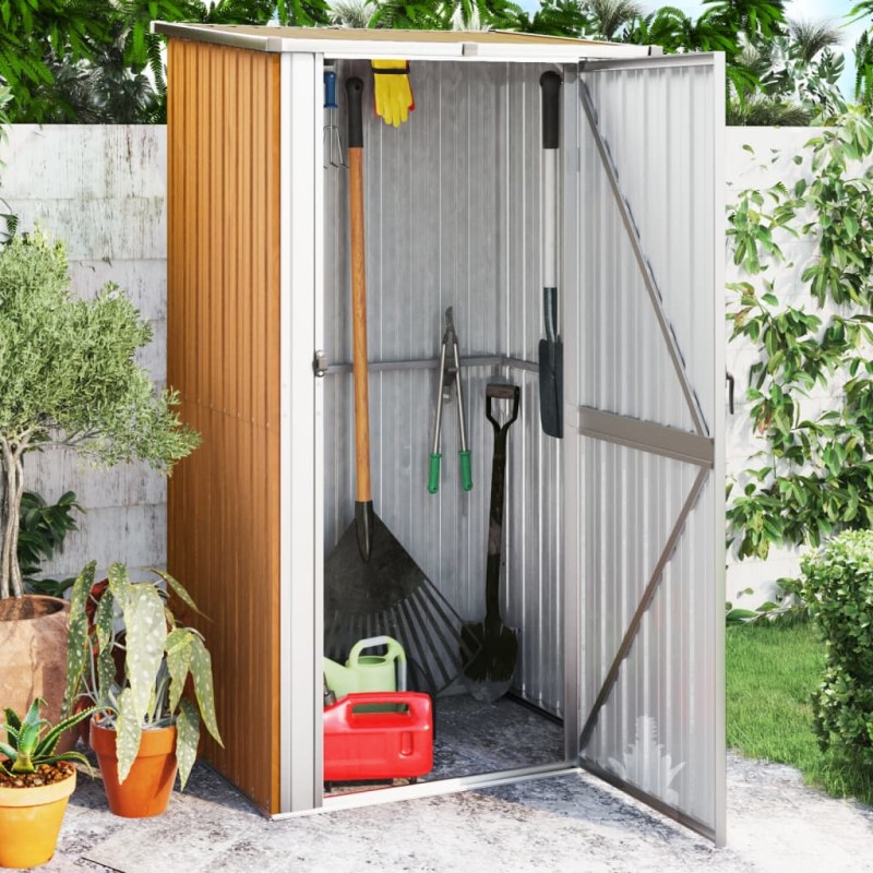 vidaXL Cobertizo de jardín acero galvanizado marrón 118,5x97x209,5 cm vidaXL Cobertizo de jardín acero galvanizado marrón 118,5x97x209,5 cm