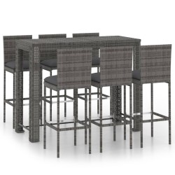 vidaXL Muebles de bar de jardín 7 pzas ratán PE y cojines antracita