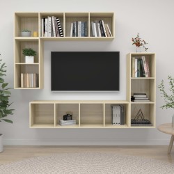 vidaXL Set de muebles para TV 4 pzas madera contrachapada roble Sonoma
