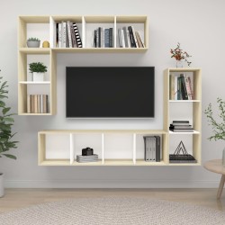 vidaXL Muebles de salón 4 piezas madera de ingeniería roble Sonoma