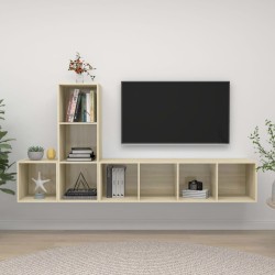 vidaXL Juego de muebles de salón 3 pzas madera ingeniería roble Sonoma