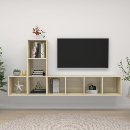 vidaXL Juego de muebles de salón 3 pzas madera ingeniería roble Sonoma