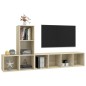 vidaXL Juego de muebles de salón 3 pzas madera ingeniería roble Sonoma