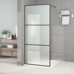 vidaXL Mampara de ducha vidrio ESG esmerilado negro 90x195 cm