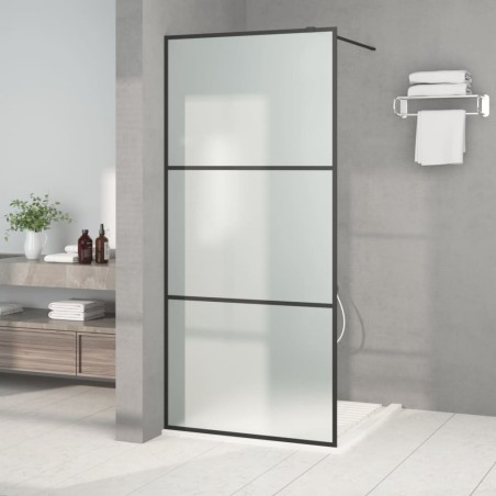 vidaXL Mampara de ducha vidrio ESG esmerilado negro 90x195 cm