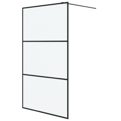 vidaXL Mampara de ducha vidrio ESG esmerilado negro 115x195 cm