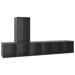 vidaXL Muebles de salón 3 piezas madera de ingeniería gris brillo