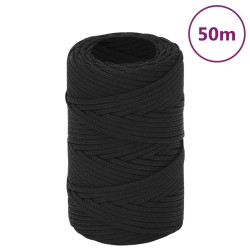 vidaXL Cuerda de barco polipropileno negro intenso 2 mm 50 m