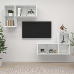 vidaXL Muebles de salón de pared 4 piezas blanco y roble Sonoma