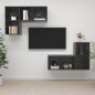 vidaXL Muebles de salón de pared 4 pzas madera ingeniería gris brillo vidaXL Muebles de salón de pared 4 pzas madera ingeniería gris brillo