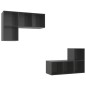 vidaXL Muebles de salón de pared 4 pzas madera ingeniería gris brillo vidaXL Muebles de salón de pared 4 pzas madera ingeniería gris brillo