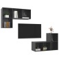 vidaXL Muebles de salón de pared 4 pzas madera ingeniería gris brillo vidaXL Muebles de salón de pared 4 pzas madera ingeniería gris brillo