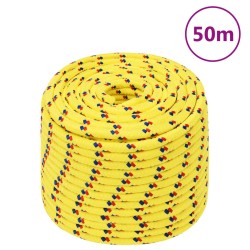 vidaXL Cuerda de barco polipropileno amarillo 14 mm 50 m